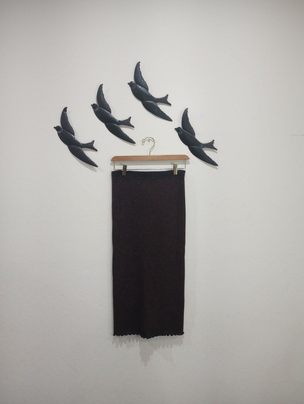 Alexander Wang Lurex Rib Knit Ankle Length Skirt With Slit - M ~ $365 NEW!